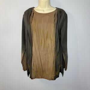 Melarosa Silk Hand Painted Pullover Blouse Pullover Art to Wear Women's S